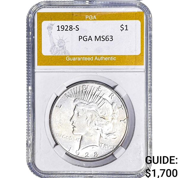 1928-S Silver Peace Dollar PGA MS63