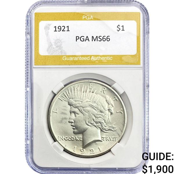 1921 Silver Peace Dollar PGA MS66