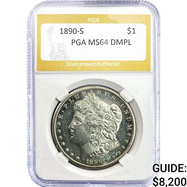 1890-S Morgan Silver Dollar PGA MS64 DMPL