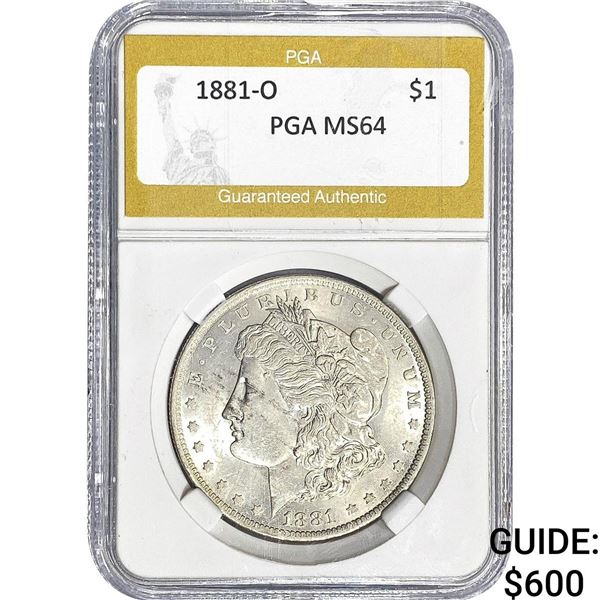 1881-O Morgan Silver Dollar PGA MS64