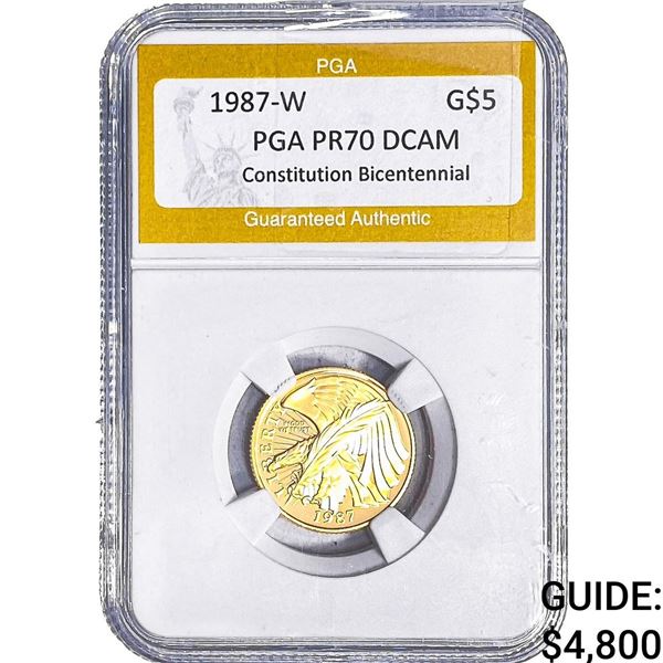 1987-W .2419oz Gold $5 Constitution PGA PR70 DCAM