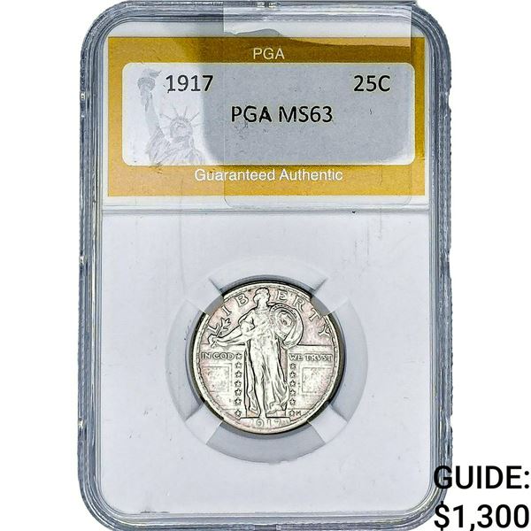 1917 TY 2 Standing Liberty Quarter PGA MS63