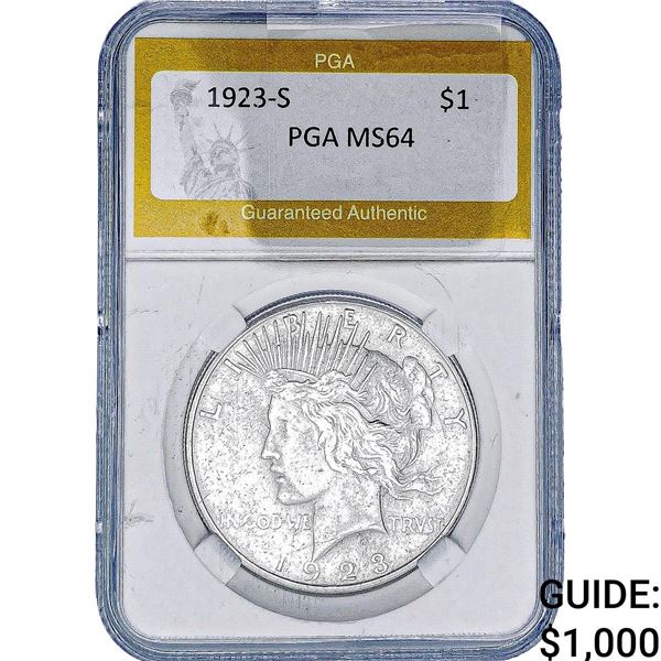 1923-S Silver Peace Dollar PGA MS64