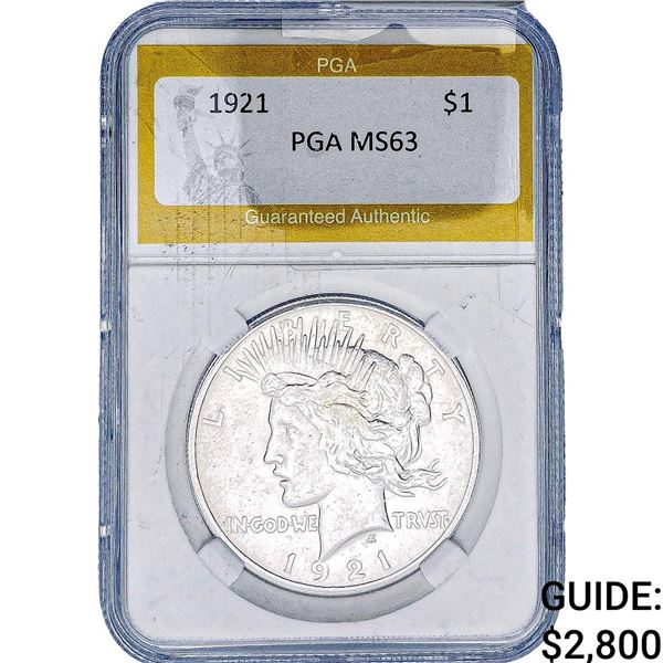 1921 Silver Peace Dollar PGA MS63