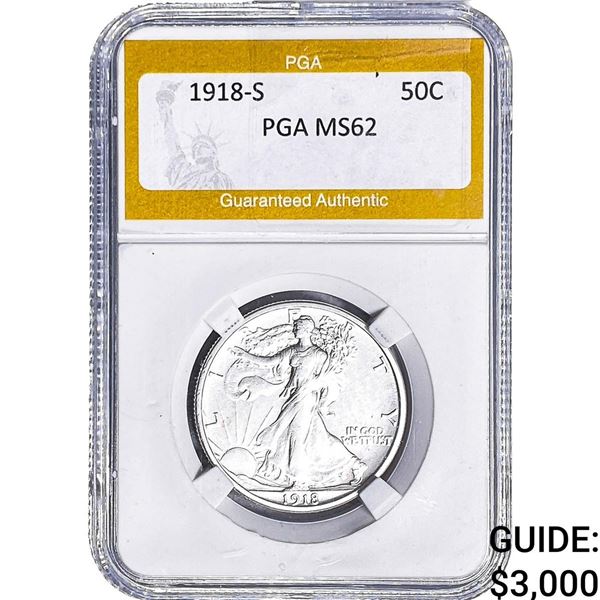 1918-S Walking Liberty Half Dollar PGA MS62