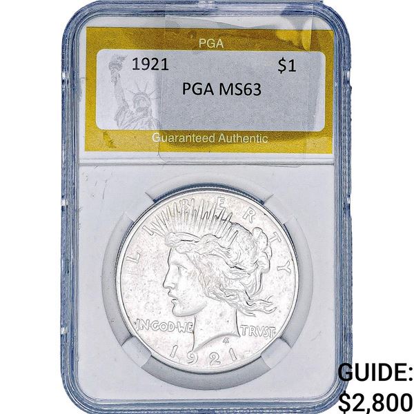 1921 Silver Peace Dollar PGA MS63
