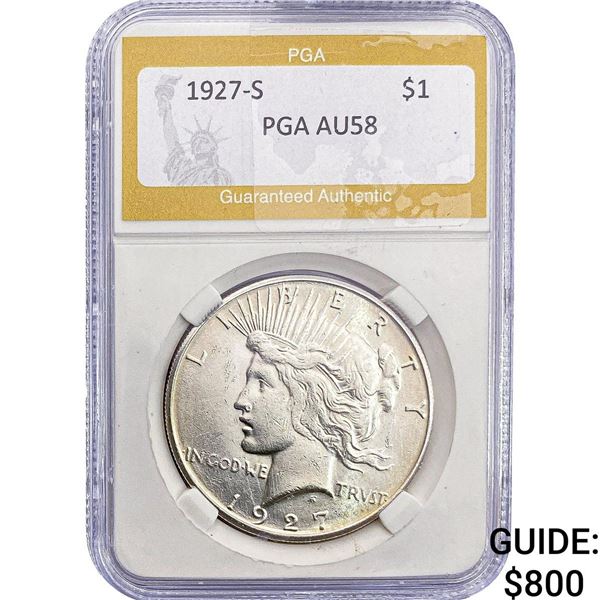 1927-S Silver Peace Dollar PGA AU58