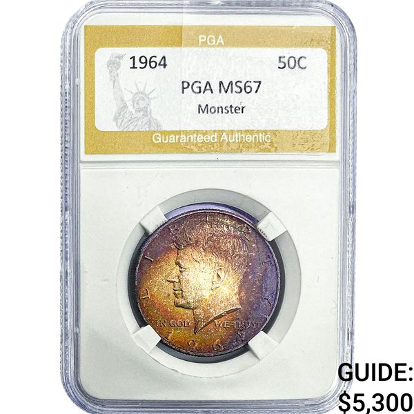 1964 Kennedy Half Dollar PGA MS67 Monster