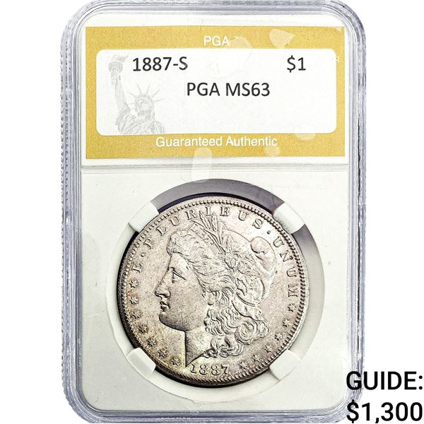 1887-S Morgan Silver Dollar PGA MS63
