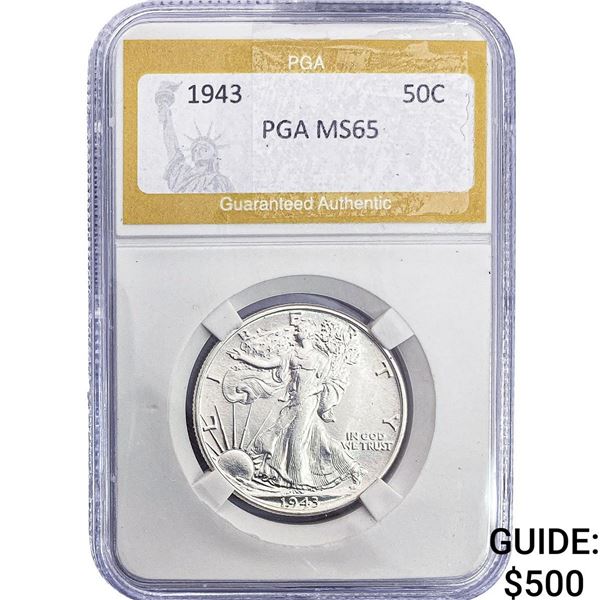 1943 Walking Liberty Half Dollar PGA MS65