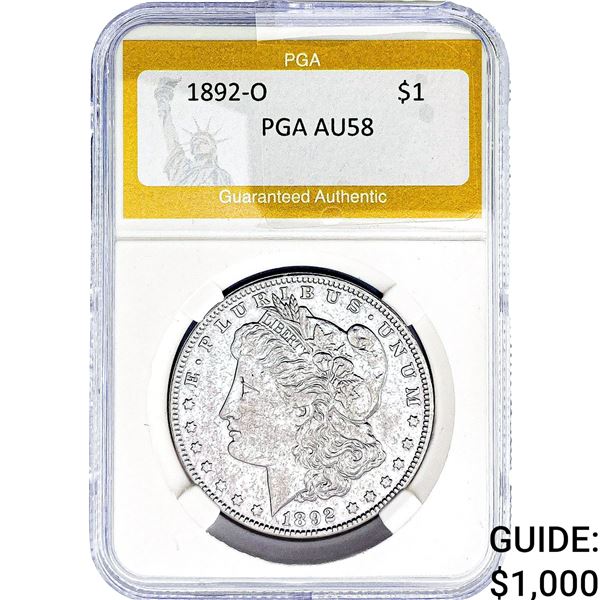 1892-O Morgan Silver Dollar PGA AU58