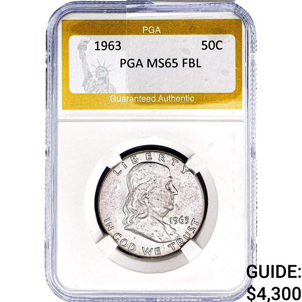 1963 Franklin Half Dollar PGA MS65 FBL