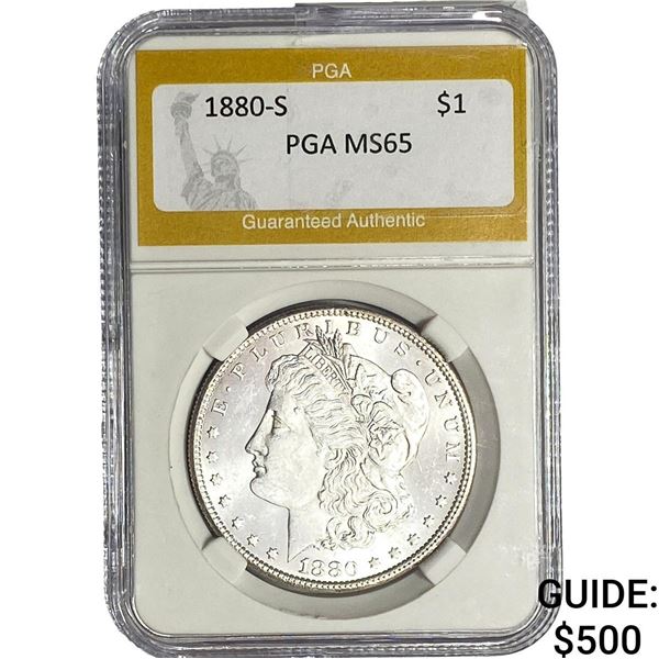 1880-S Morgan Silver Dollar PGA MS65