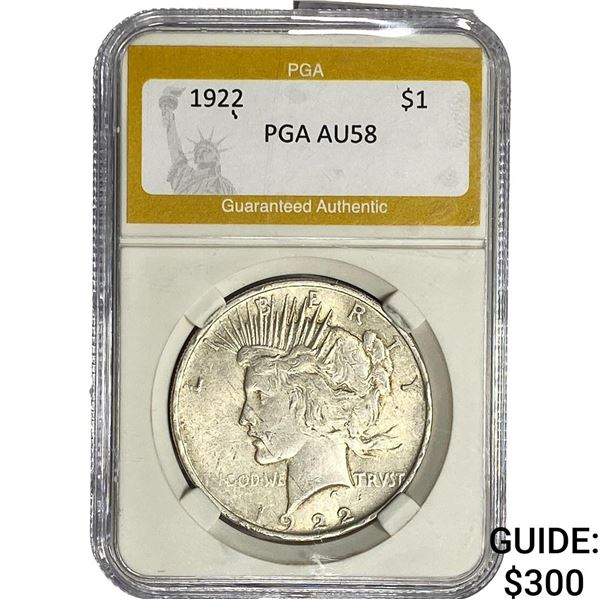 1922 Silver Peace Dollar PGA AU58