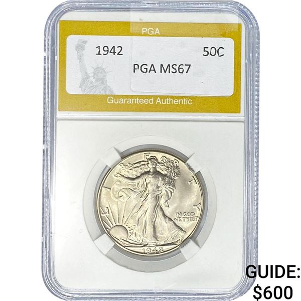 1942 Walking Liberty Half Dollar PGA MS67