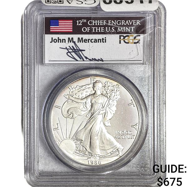 1986-S Silver Eagle PCGS PR69 DCAM