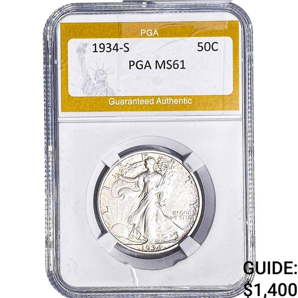 1934-S Walking Liberty Half Dollar PGA MS61