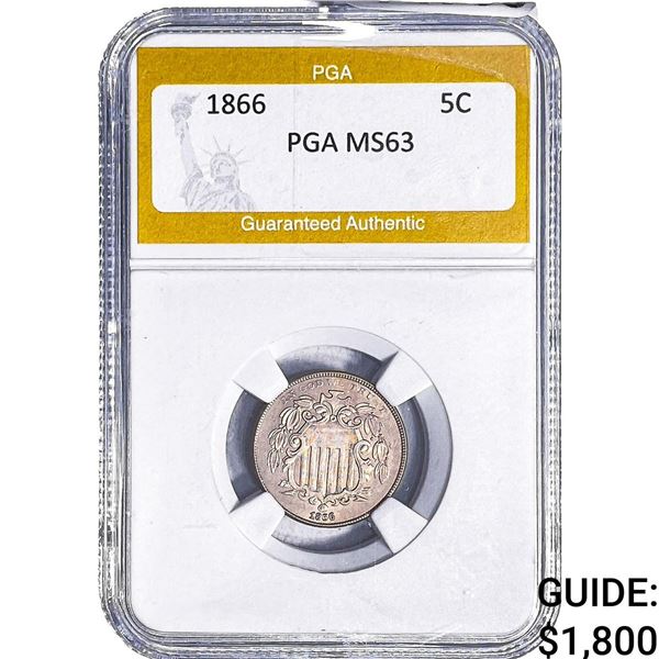 1866 Shield Nickel PGA MS63