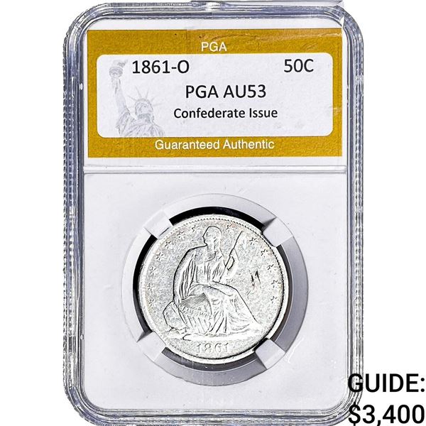 1861-O Seated Liberty Half Dollar PGA AU53 Confederate Issue