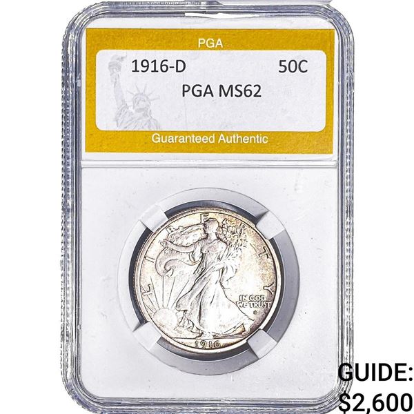 1916-D Walking Liberty Half Dollar PGA MS62