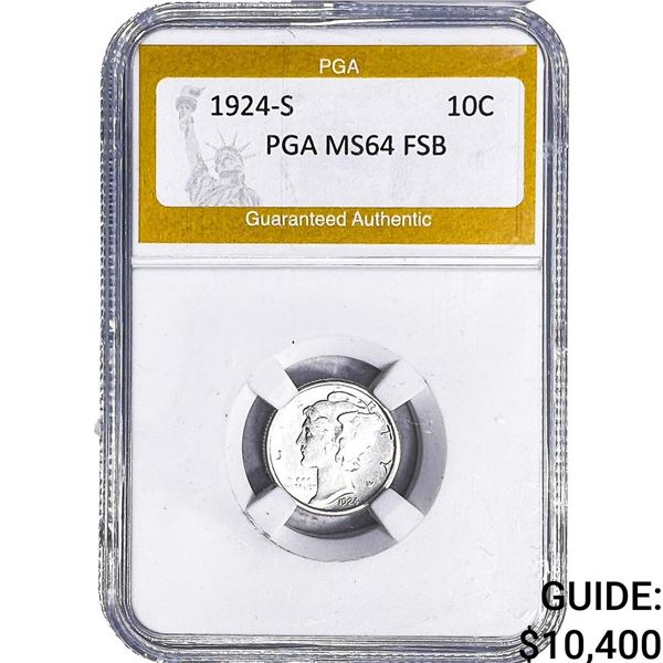 1924-S Mercury Silver Dime PGA MS64 FSB