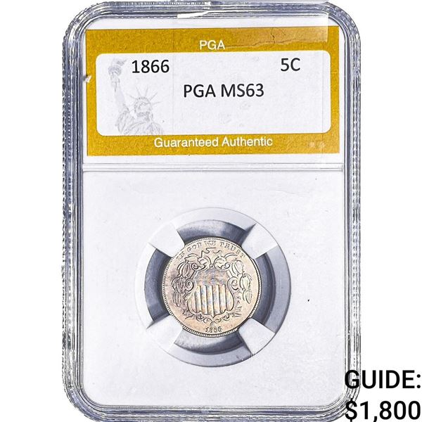 1866 Shield Nickel PGA MS63