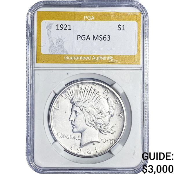 1921 Silver Peace Dollar PGA MS63