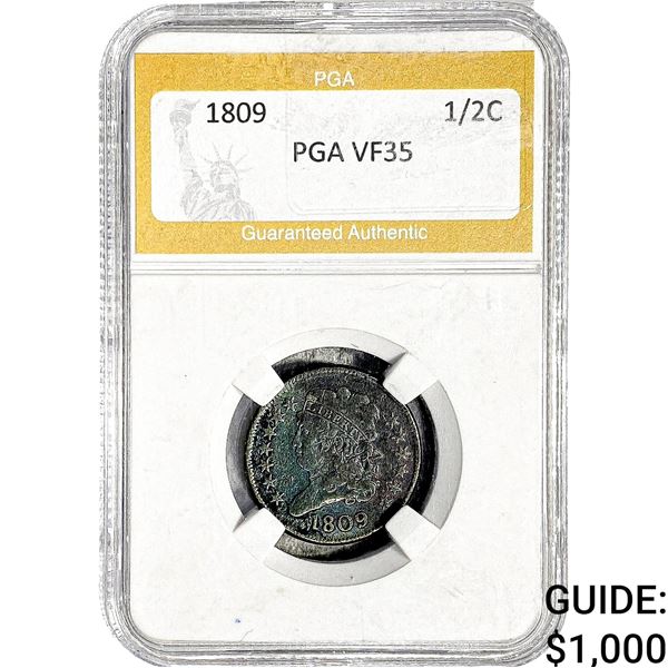 1809 Classic Head Half Cent PGA VF35