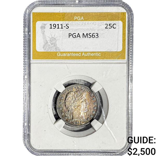 1911-S Barber Quarter PGA MS63