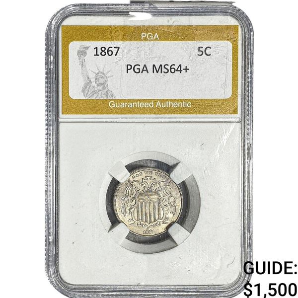 1867 Shield Nickel PGA MS64+
