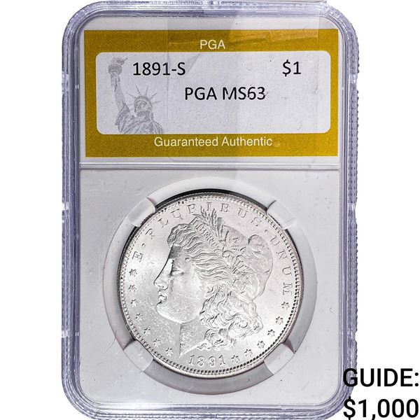 1891-S Morgan Silver Dollar PGA MS63