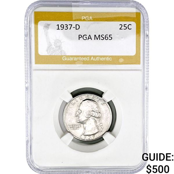 1937-D Washington Silver Quarter PGA MS65