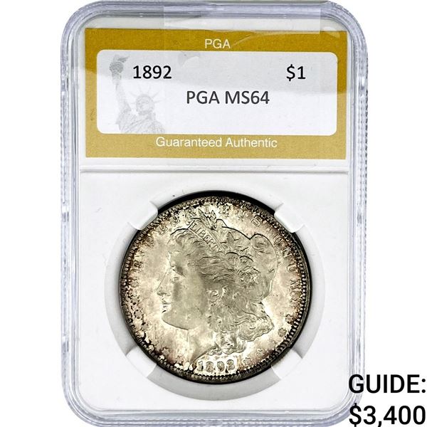 1892 Morgan Silver Dollar PCG MS64