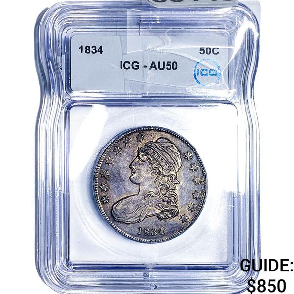 1834 Capped Bust Half Dollar ICG AU50