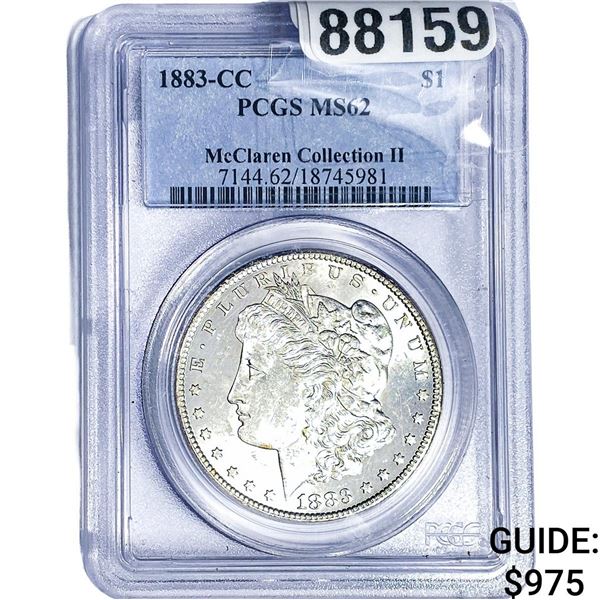 1883-CC Morgan Silver Dollar PCGS MS62 McClaren II