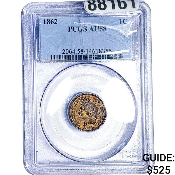 1862 Indian Head Cent PCGS AU58