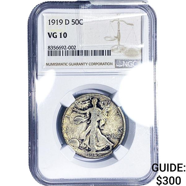 1919-D Walking Liberty Half Dollar NGC VG10