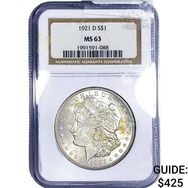 1921-D Morgan Silver Dollar NGC MS63