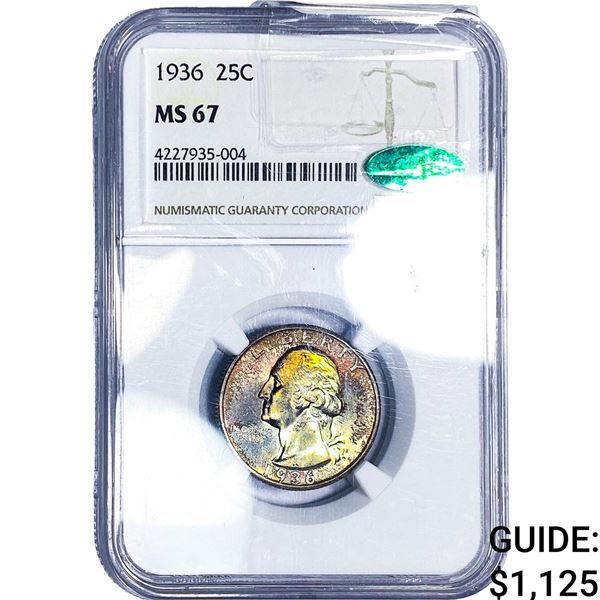 1936 CAC Washington Silver Quarter NGC MS67