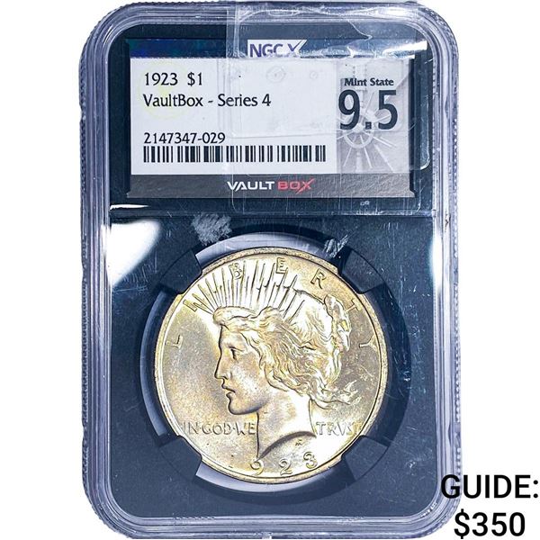 1923 Silver Peace Dollar NGC MS9.5 Vaultbox Series 4