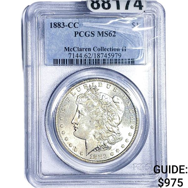 1883-CC Morgan Silver Dollar PCGS MS62 McClaren II