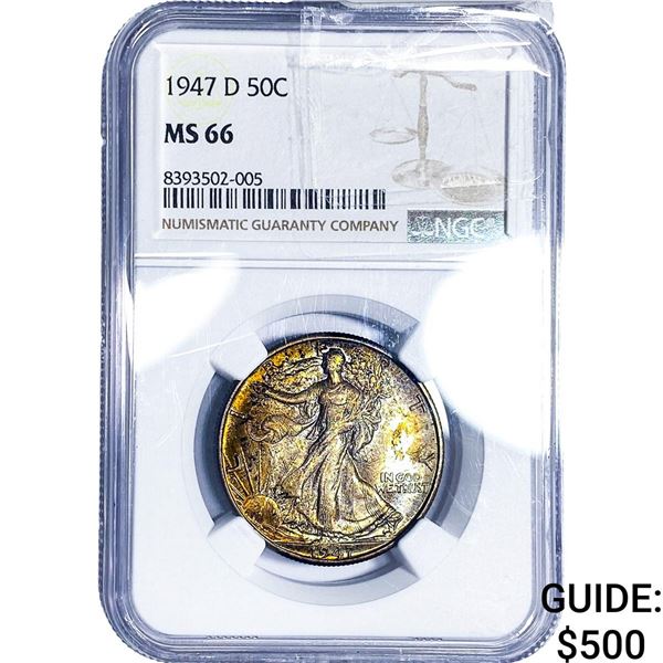 1947-D Walking Liberty Half Dollar NGC MS66