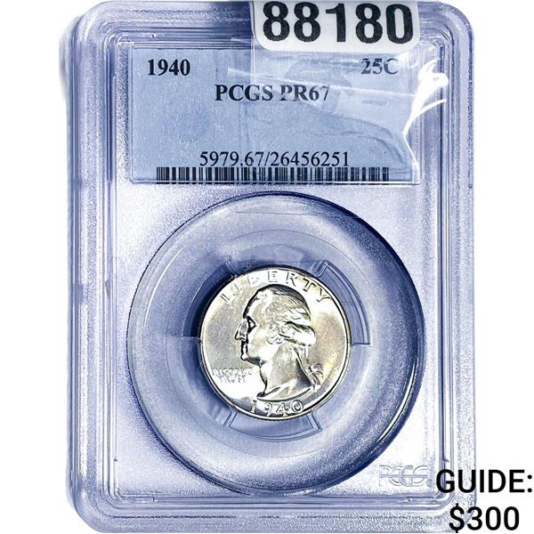 1940 Washington Silver Quarter PCGS PR67