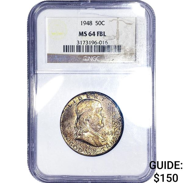 1948 Franklin Half Dollar NGC MS64 FBL