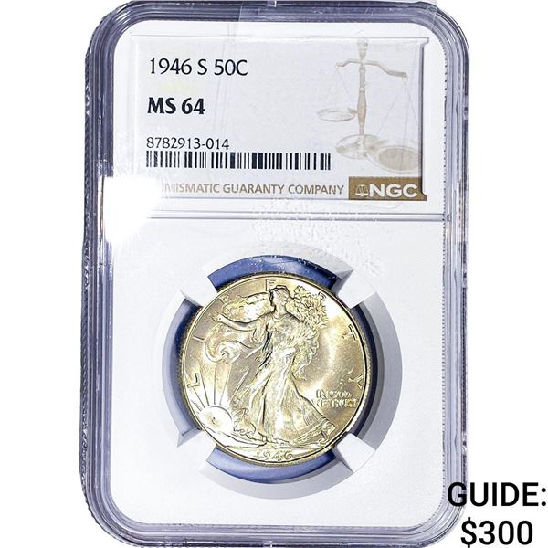 1946-S Walking Liberty Half Dollar NGC MS64