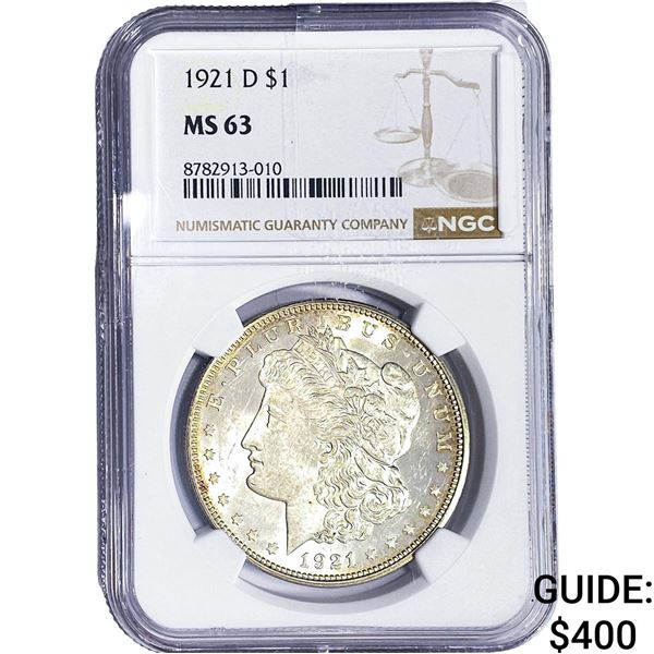 1921-D Morgan Silver Dollar NGC MS63