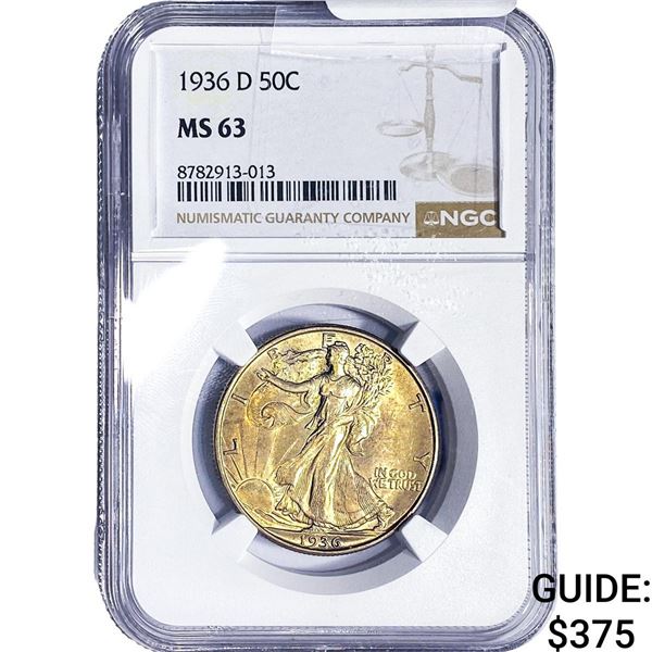 1936-D Walking Liberty Half Dollar NGC MS63
