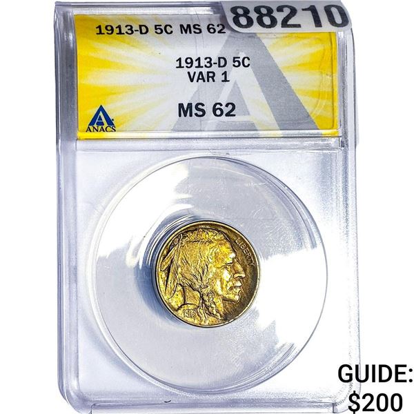 1913-D Buffalo Nickel ANACS VAR1