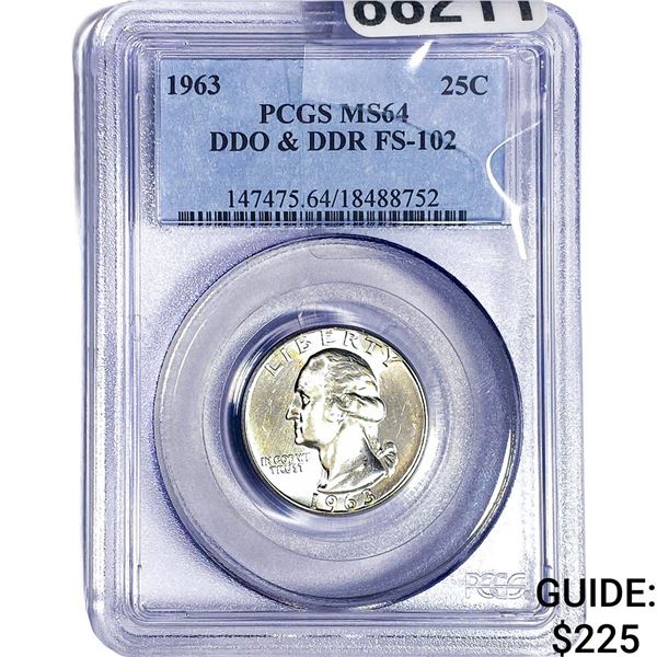 1963 Washington Silver Quarter PCGS FS102