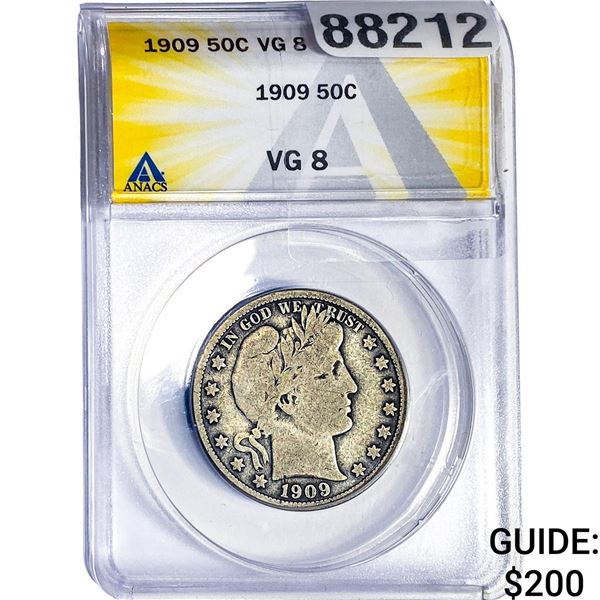 1909 Barber Half Dollar ANACS VG8